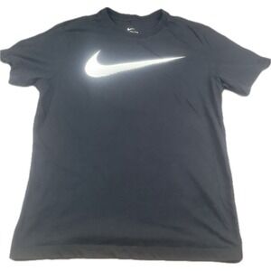 Nike Mens Swoosh Graphic Tee Medium Black Dri-FIT Short Sleeve T-Shirt